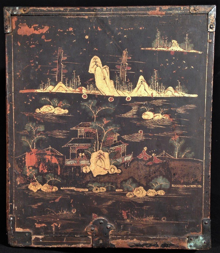 Chest In Blacklacquered Wood And Colors.japanese Namban Style.momoyama Period Late 16°.-photo-2