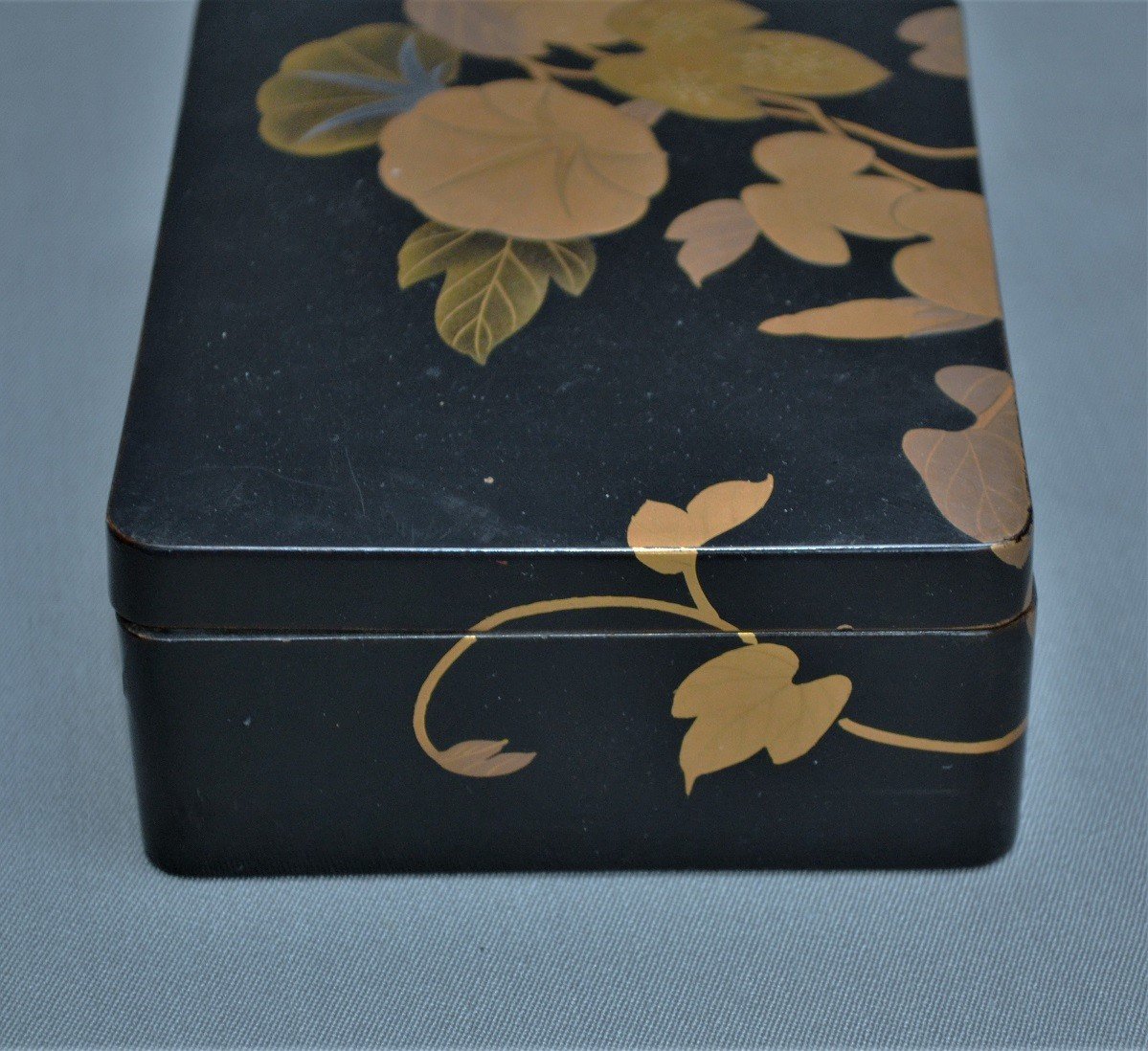 Box And Its Tray In Black Lacquer, Gold And Silver. Japan Meiji-showa-photo-5