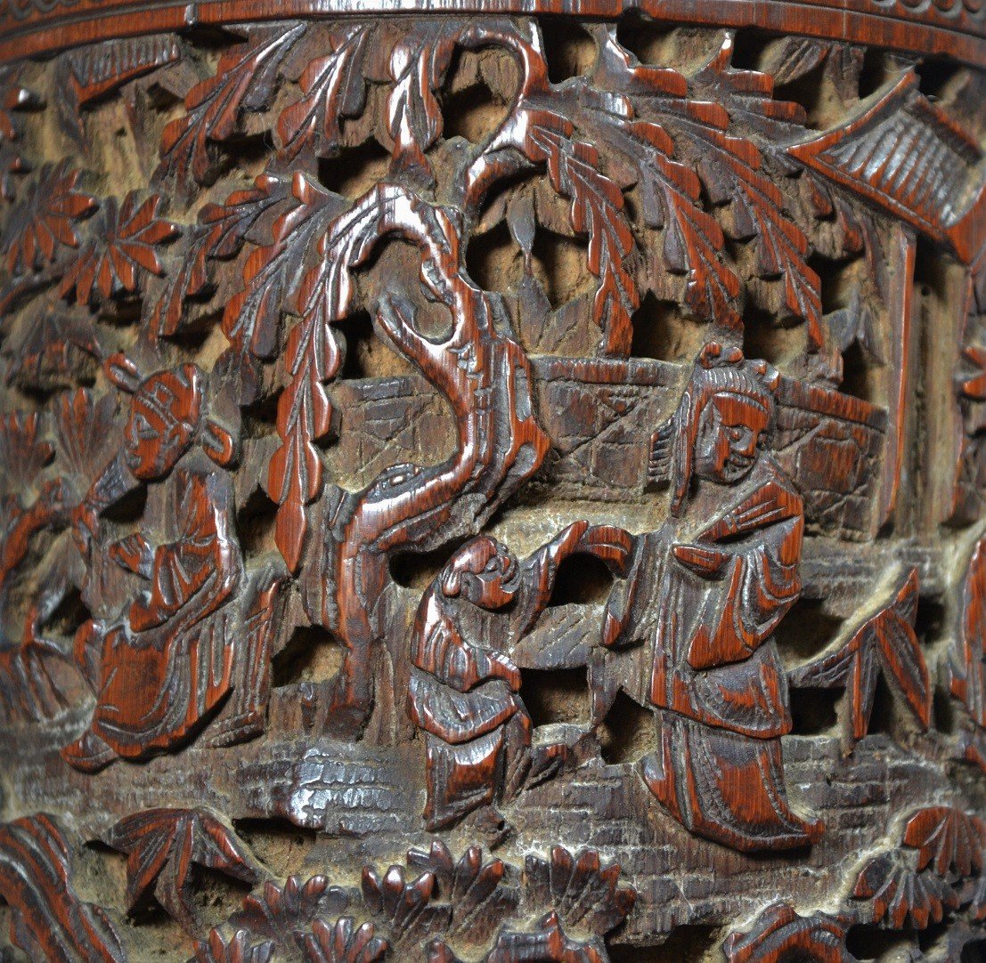 Pot En Bambou Sculpté De Shou-lao .Travail Chinois du 19° Siècle ou avant.Dynastie Qing ou Ming-photo-1
