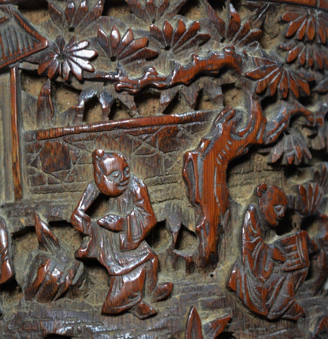 Pot En Bambou Sculpté De Shou-lao .Travail Chinois du 19° Siècle ou avant.Dynastie Qing ou Ming-photo-4