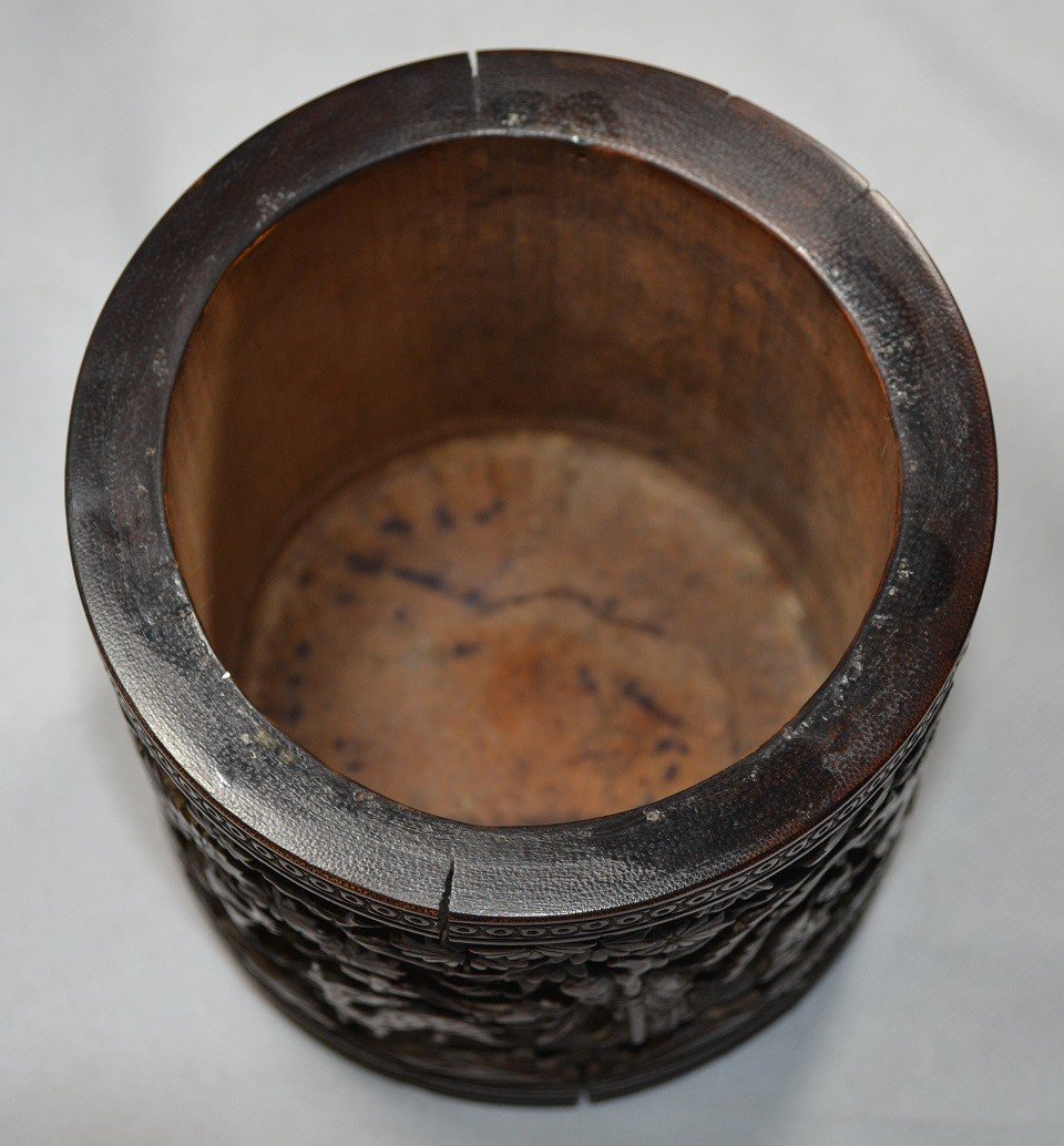 Shou-lao Carved Bamboo Pot. Chinese Work From The 19th Century Or Before. Qing Or Ming Dynasty-photo-7