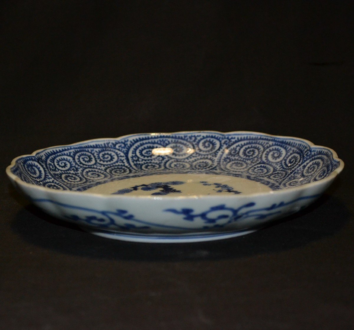 Porcelain Dish, Decor In Cobalt Blue. Japan Arita Ovens 18° Century.-photo-4