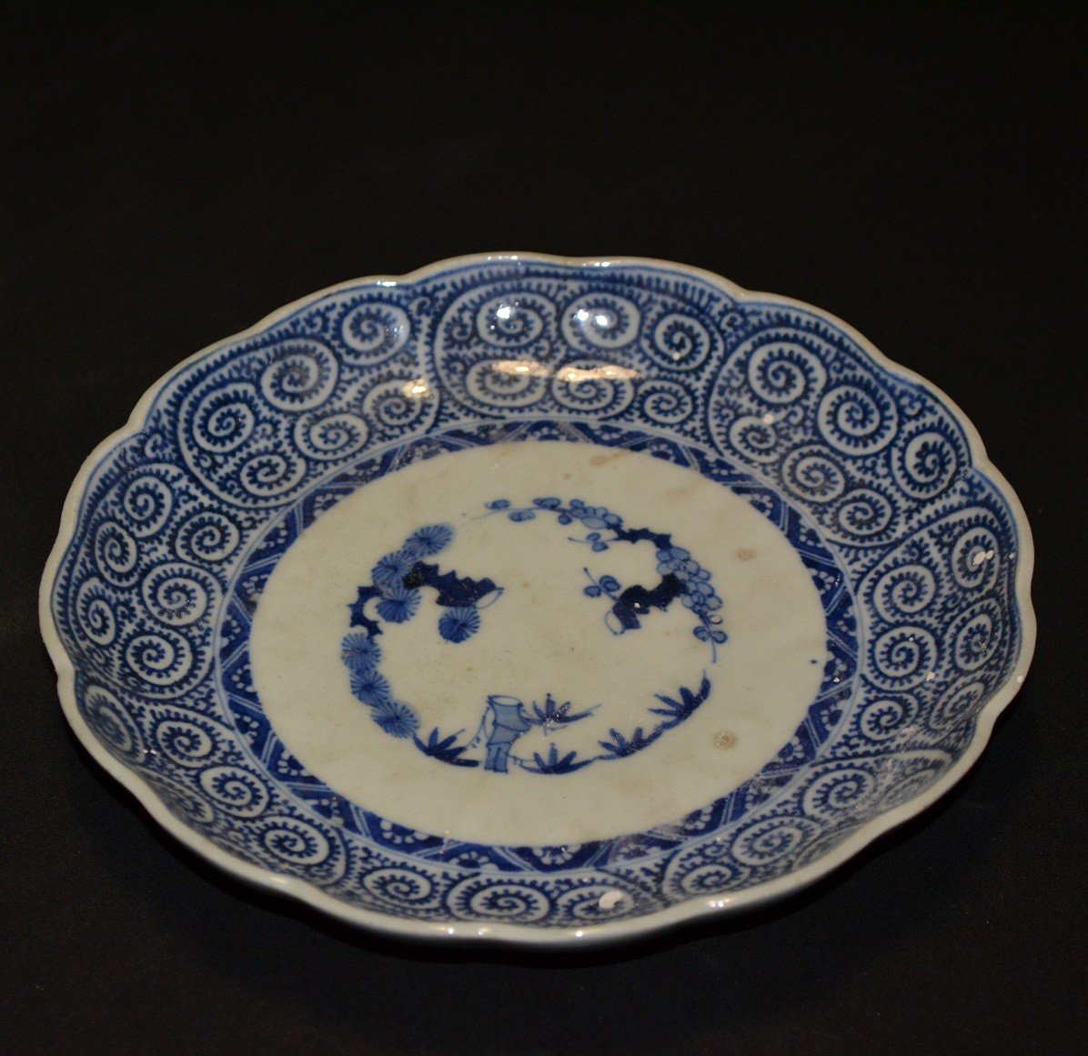 Porcelain Dish, Decor In Cobalt Blue. Japan Arita Ovens 18° Century.-photo-5