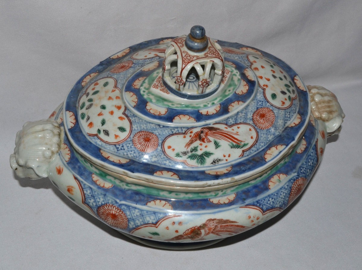 Soupière En Porcelaine d'Arita De Style Imari.japon Période Edo Fin Du 17°siècle. -photo-3