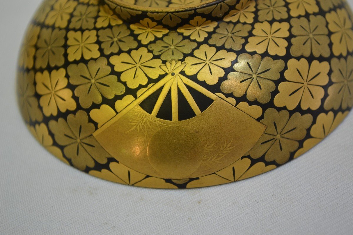 Bol Couvert En Laque Poudrée d'Or. Japon Période Edo Ou Meiji, 19°siècle.-photo-6
