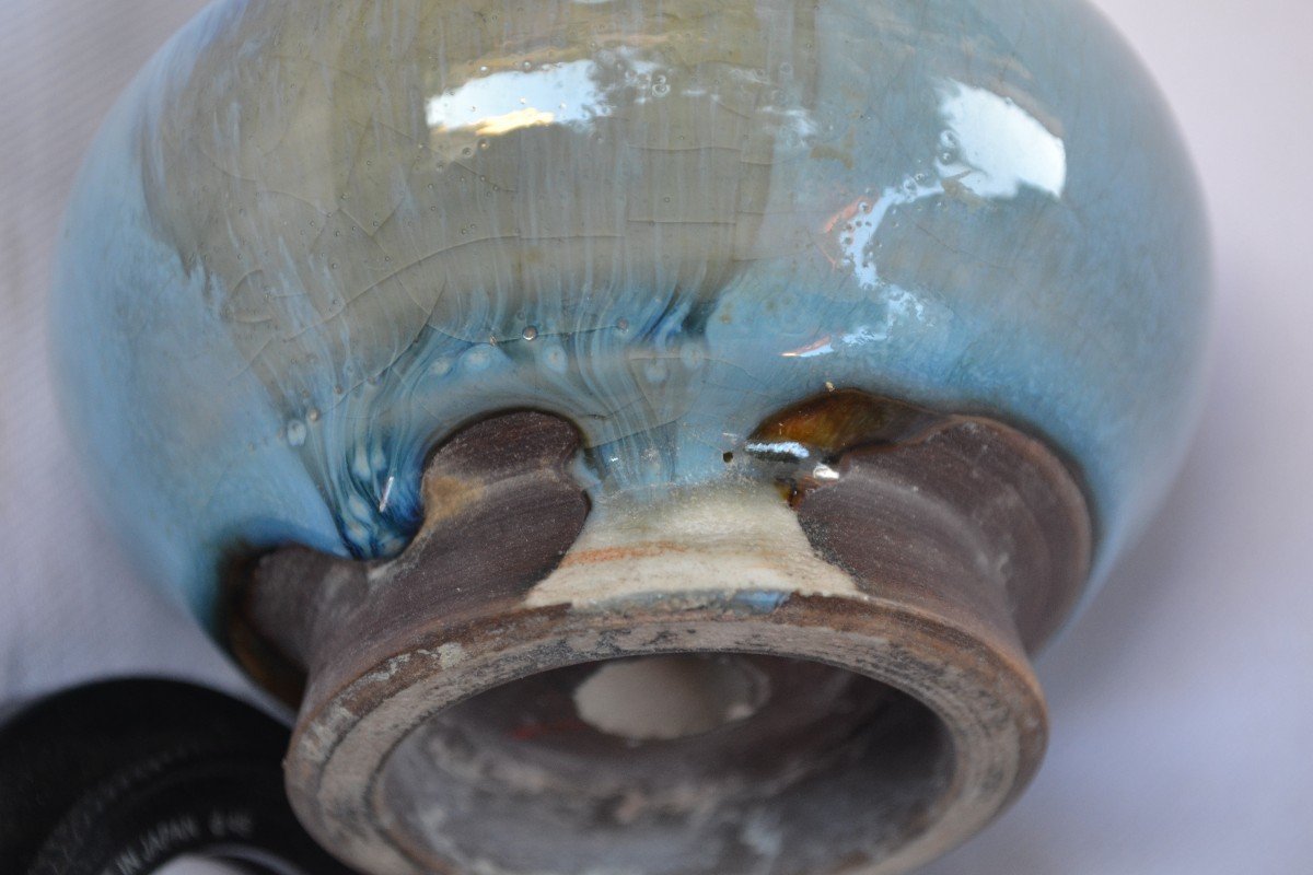 Vase En Grés Chinois, Type Jun Décor De Coulées d'Oxydes. Song Jin ?-photo-6