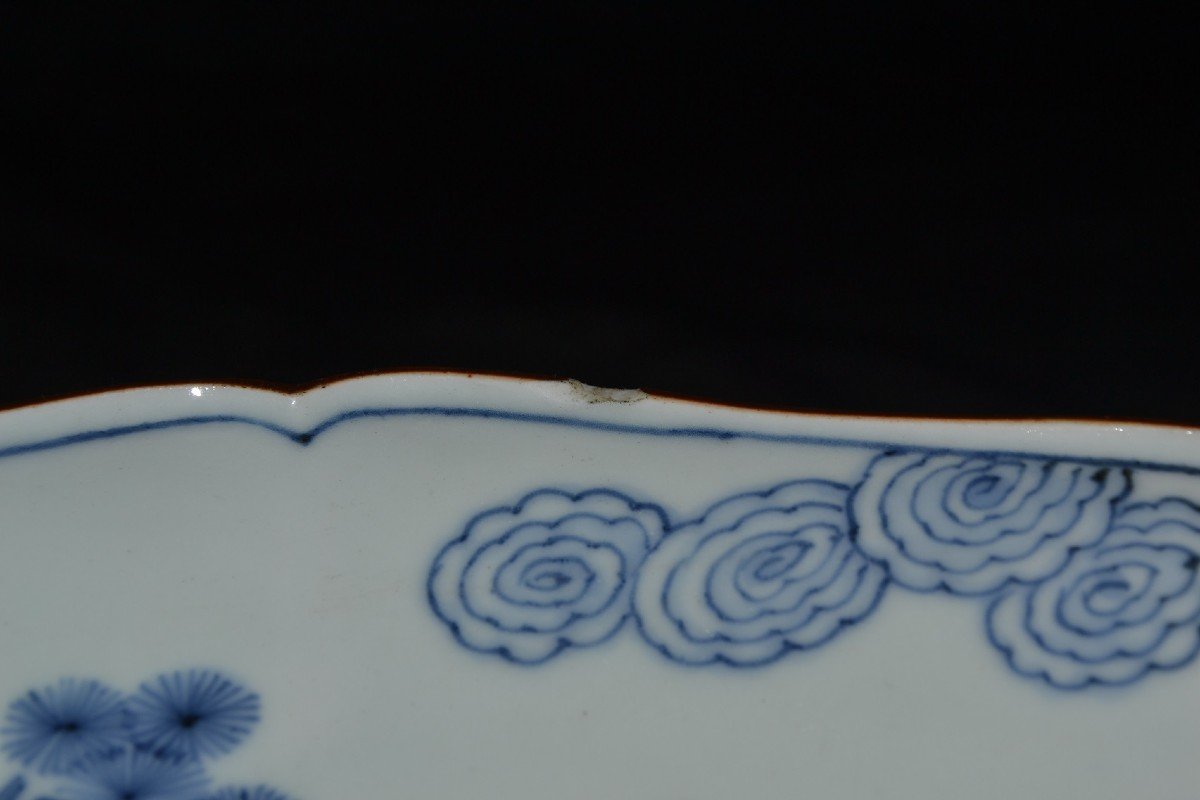 Plat En Porcelaine Du Japon. Décor En Bleu De Cobalt Sous Couverte. Fours d'Arita Fin Du 17°. -photo-7