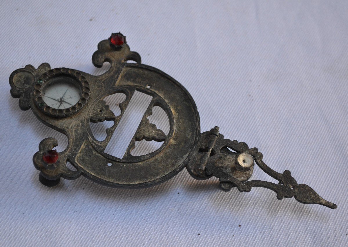 Chinese Bronze, Enamel And Glass Paste Sundial. 18th Century Workshops Of The Imperial Palace.