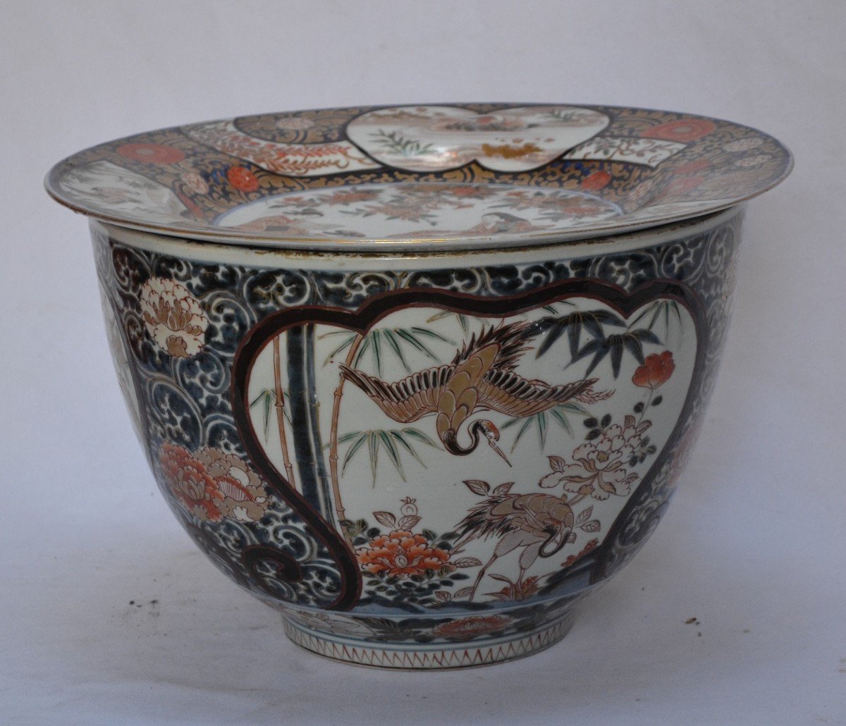 Arita Porcelain Palace Bowl, Imari Style. Japan Edo Beginning Of The 18th Century.-photo-5