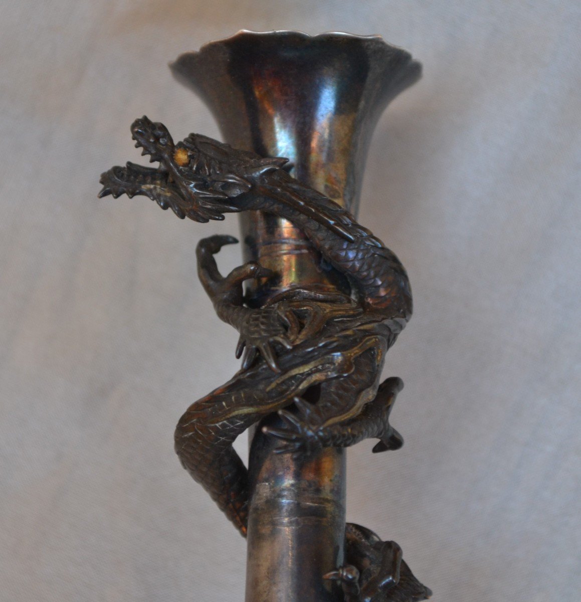 Ginbari And Musen Enameled Silver Vase. Meiji Japan. Takasaki? Namikawa Sousuke Workshop?-photo-2