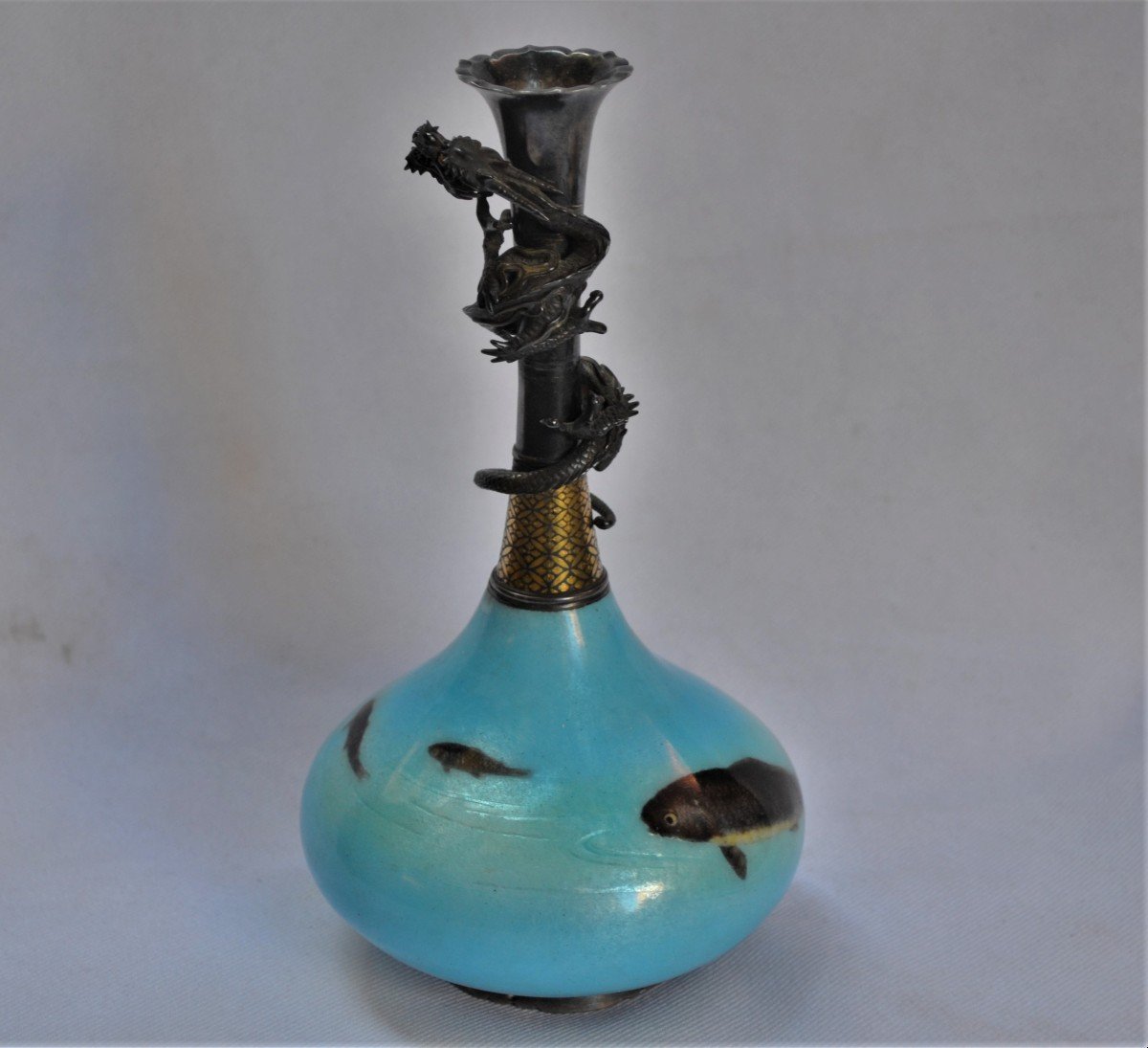 Ginbari And Musen Enameled Silver Vase. Meiji Japan. Takasaki? Namikawa Sousuke Workshop?-photo-7