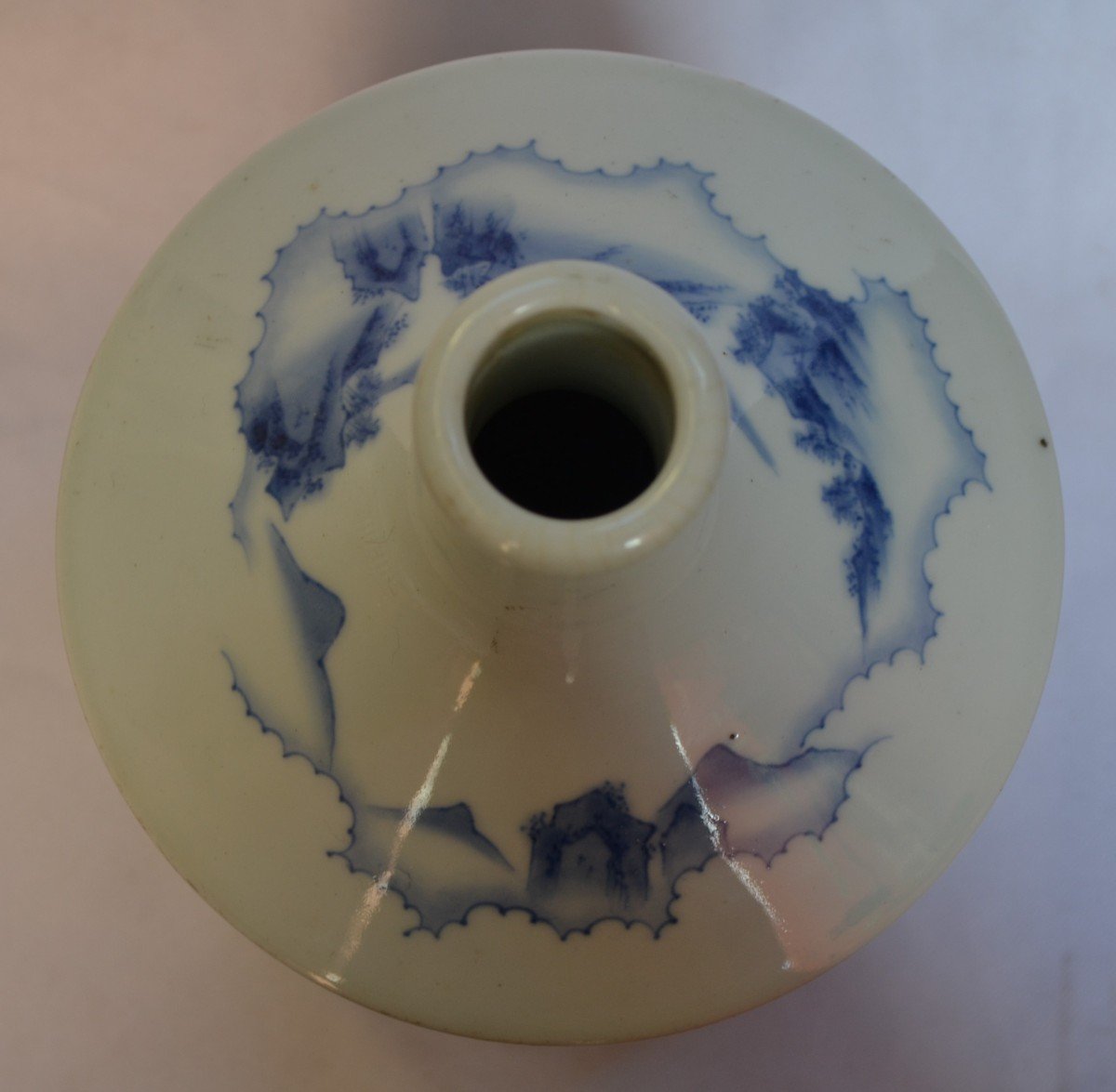 Hard Porcelain Tokkuri From Mikawashi. Decor In Blue Under Cover. Hirado. Japan Edo Period-photo-3