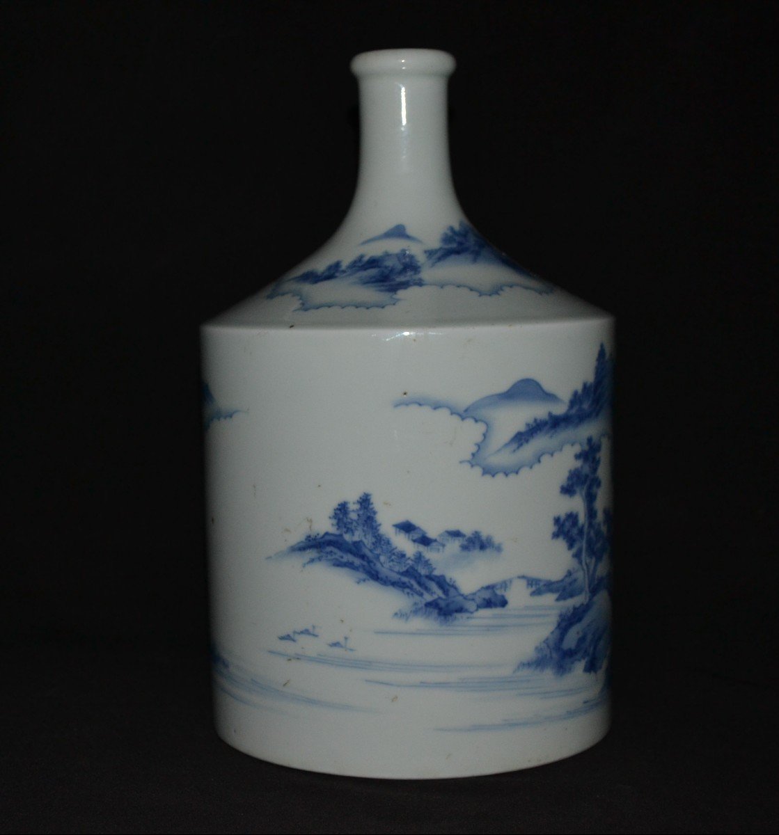 Hard Porcelain Tokkuri From Mikawashi. Decor In Blue Under Cover. Hirado. Japan Edo Period-photo-1