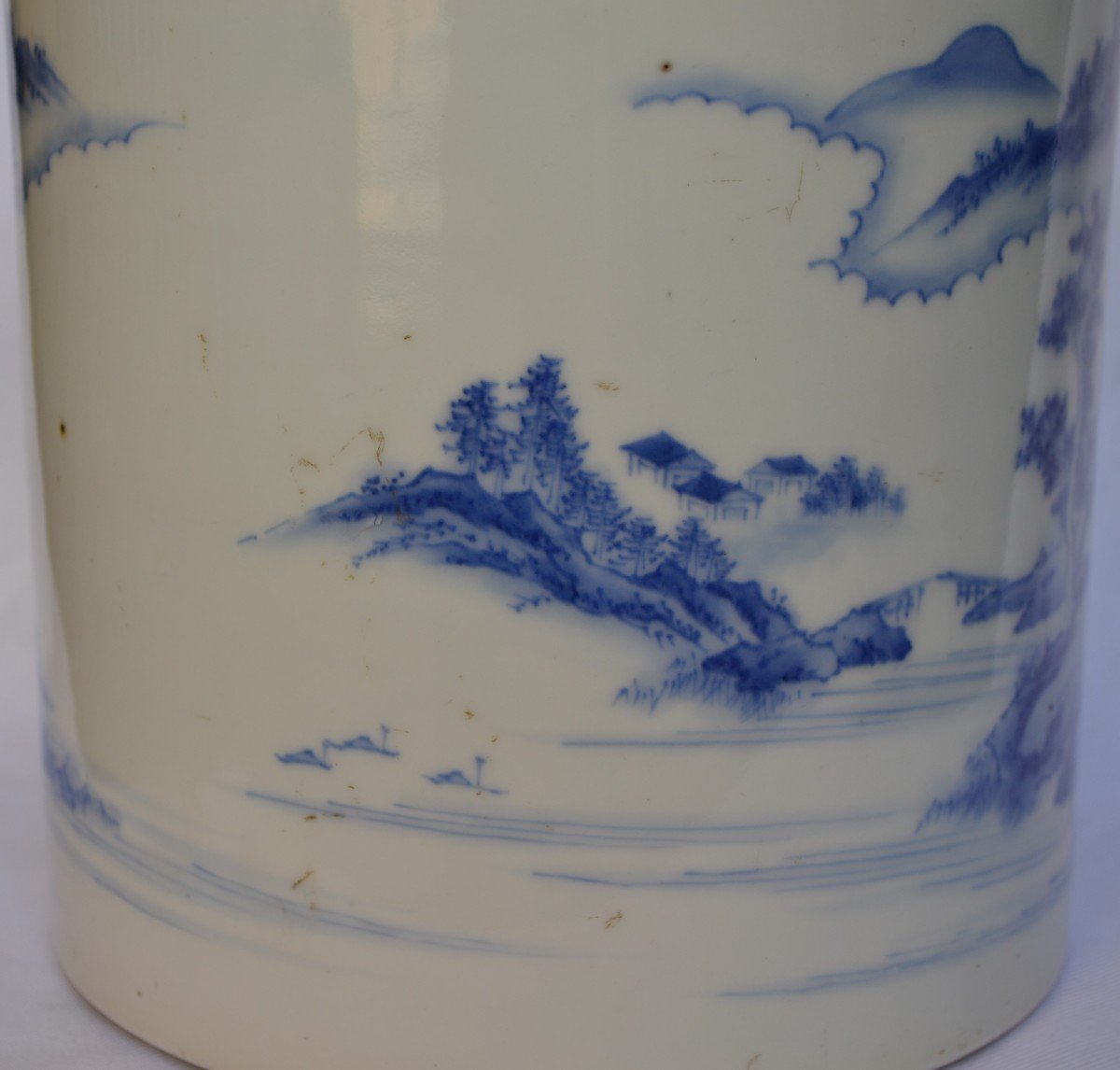 Hard Porcelain Tokkuri From Mikawashi. Decor In Blue Under Cover. Hirado. Japan Edo Period-photo-4
