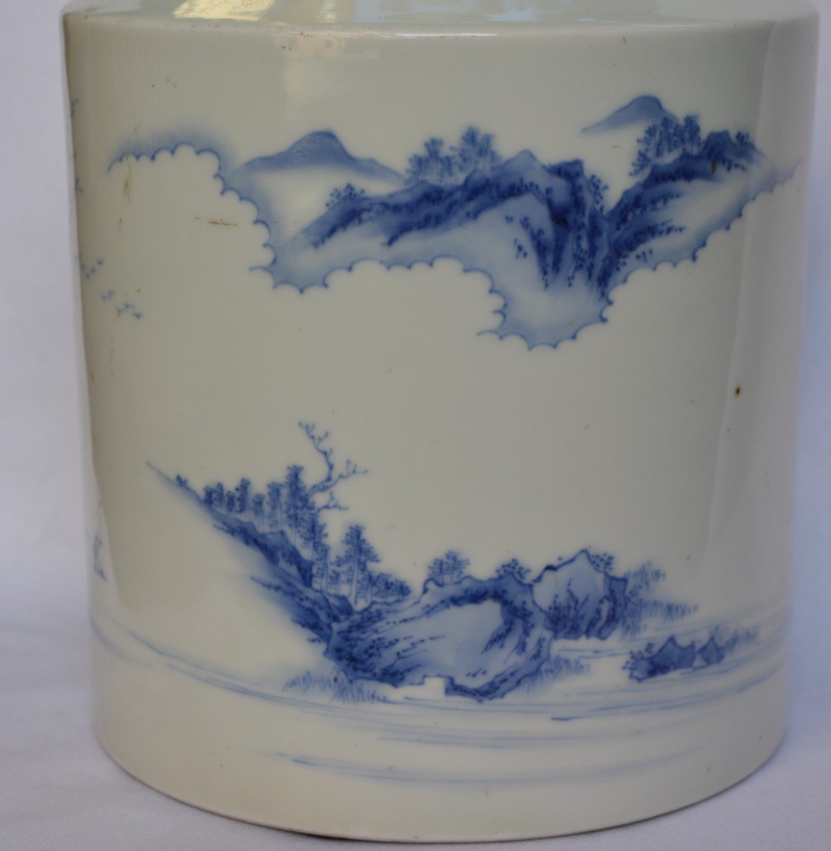 Hard Porcelain Tokkuri From Mikawashi. Decor In Blue Under Cover. Hirado. Japan Edo Period-photo-6