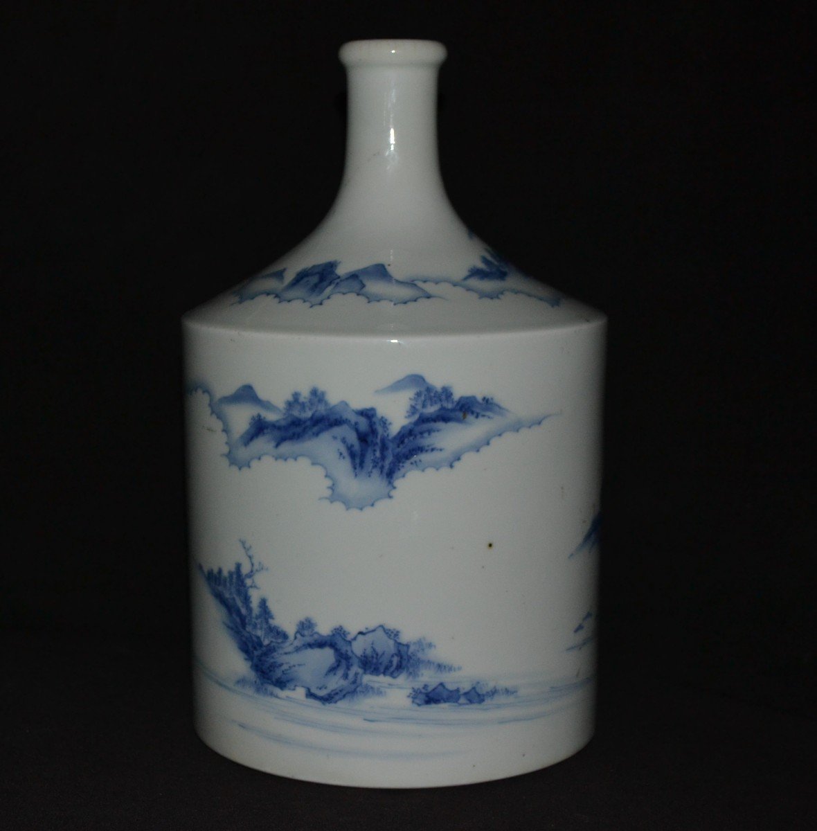Hard Porcelain Tokkuri From Mikawashi. Decor In Blue Under Cover. Hirado. Japan Edo Period