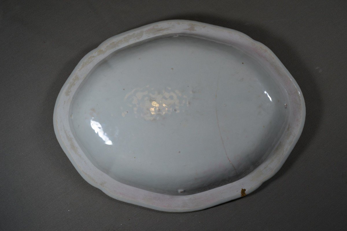 Plat En Porcelaine De Chine Décor De 5 Dragons Et De Perles Sacrées. Dynastie Qing 19° Siècle.-photo-2