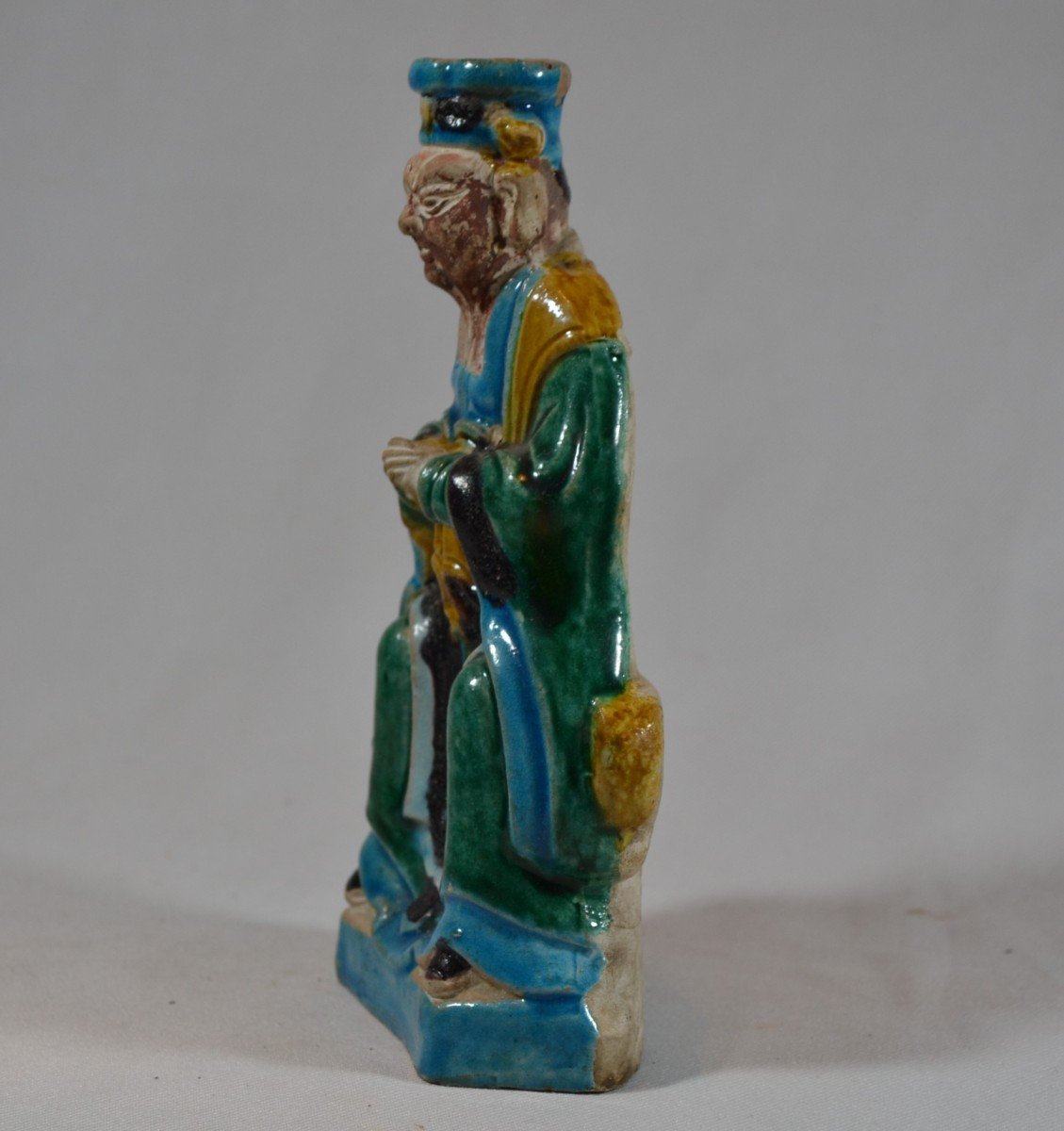 Chinese Dignitary In Sancai Style Enameled Stoneware. China Ming Dynasty 17th Century Or Before.-photo-3