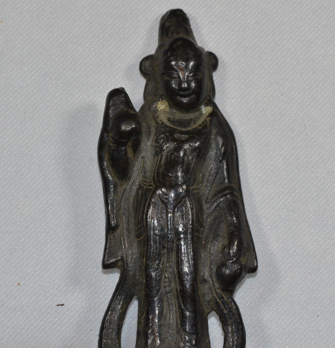 Guanyin In Cast Bronze. Northern China Tang Dynasty. 7-9th Century.-photo-3