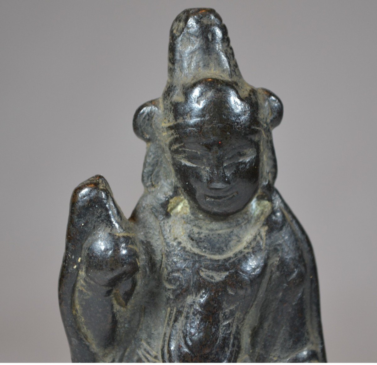 Guanyin In Cast Bronze. Northern China Tang Dynasty. 7-9th Century.-photo-4