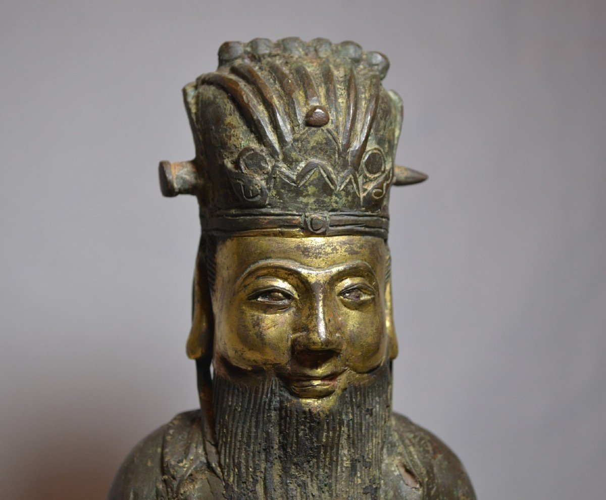 Dignitary In Gilt Bronze. Ming Dynasty. China 17th Century Or Before.