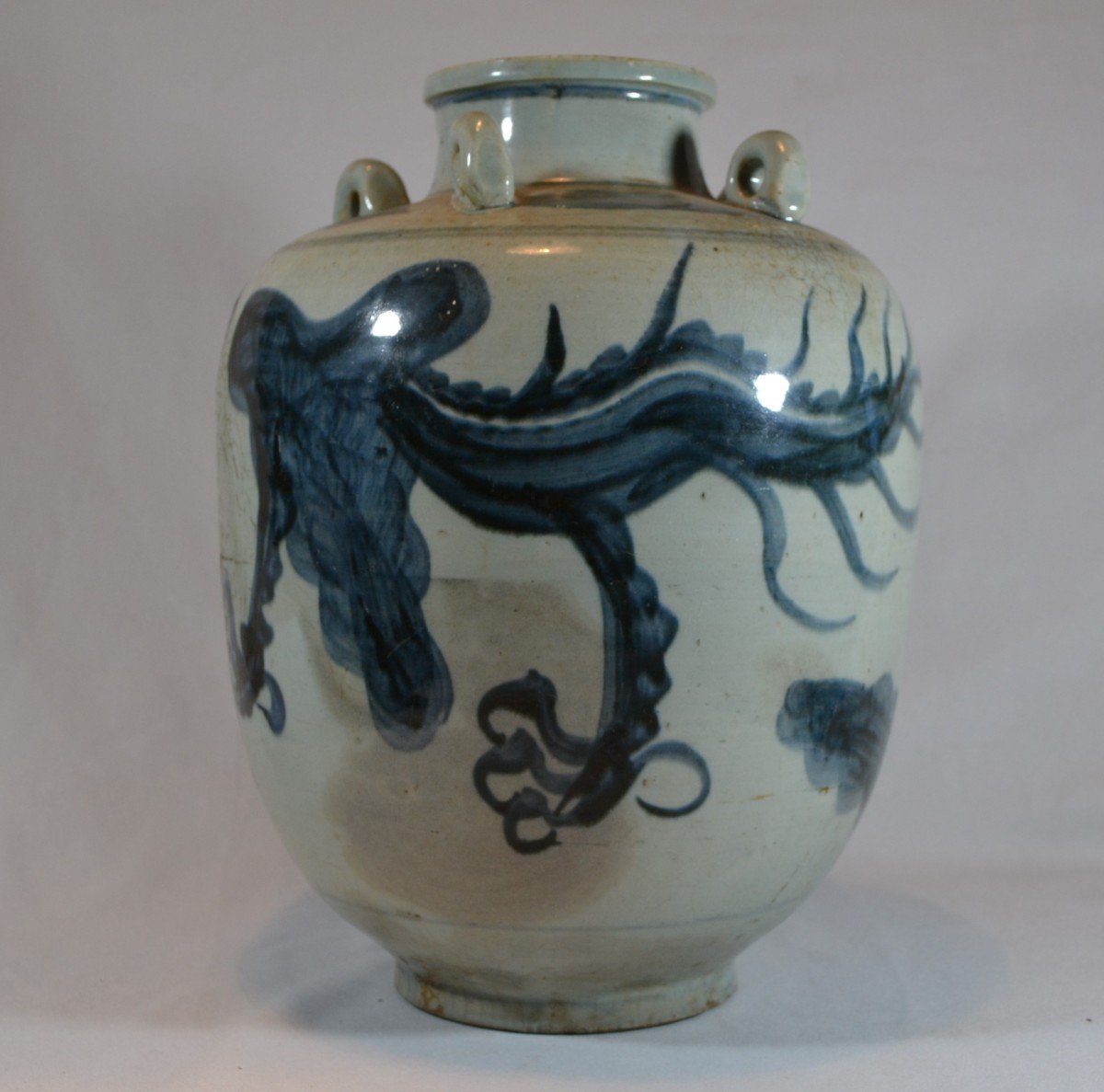 Porcelain Ewer. Dragon Decor In Cobalt Blue. China Ming Period, 17° Or Before. -photo-2