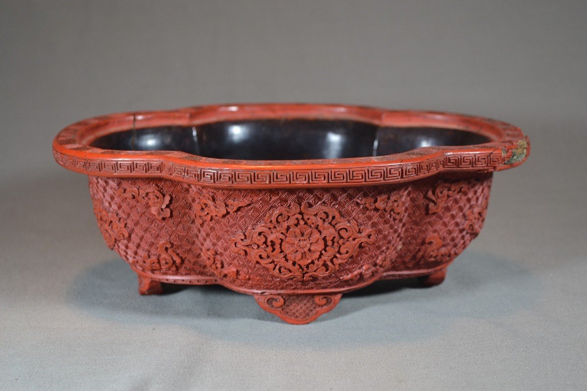 Pair Of Carved Cinnabar Lacquer Cups.china 18th Century.-photo-3