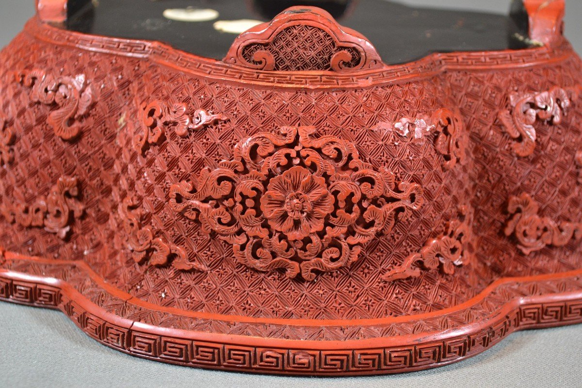 Pair Of Carved Cinnabar Lacquer Cups.china 18th Century.-photo-2