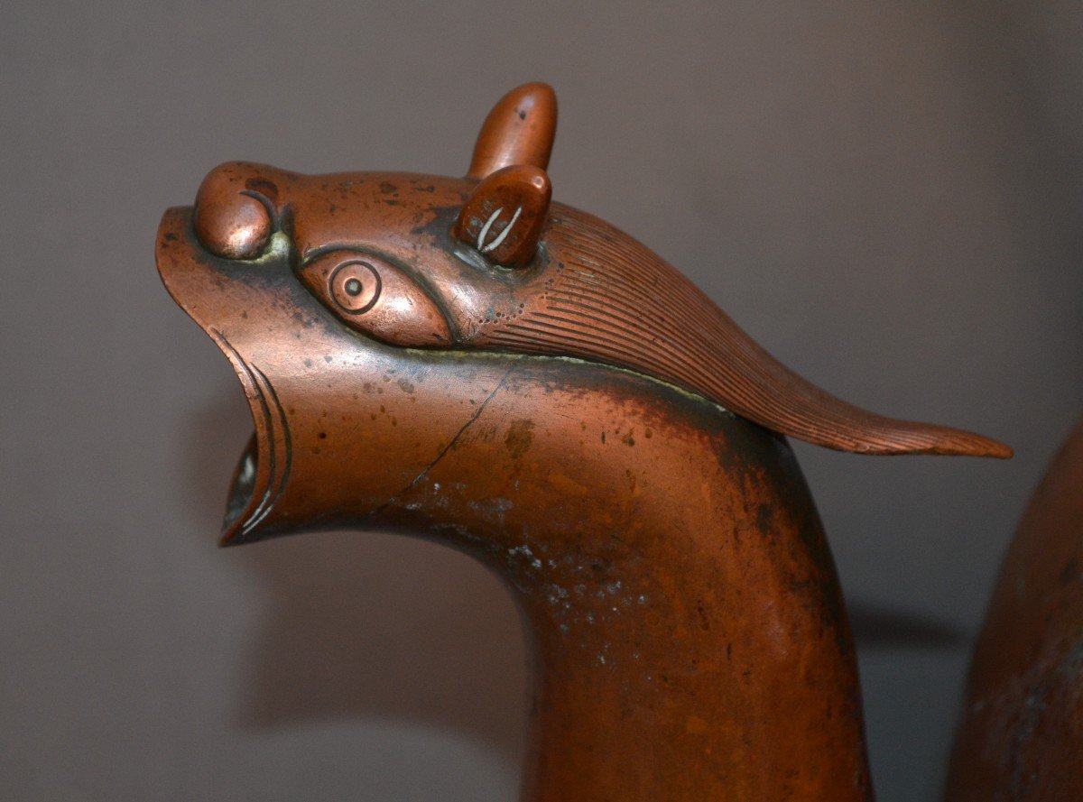 Embossed Copper Temple Teapot. Japan Edo Period.-photo-3