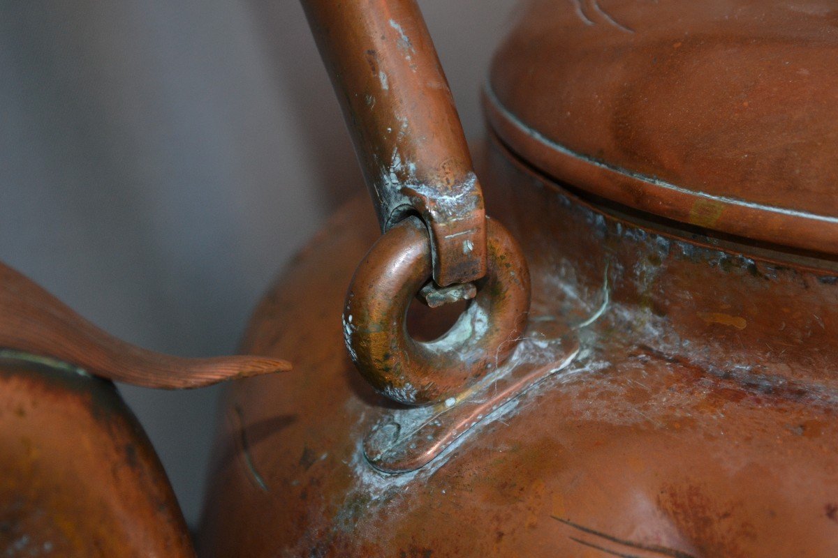 Embossed Copper Temple Teapot. Japan Edo Period.-photo-3