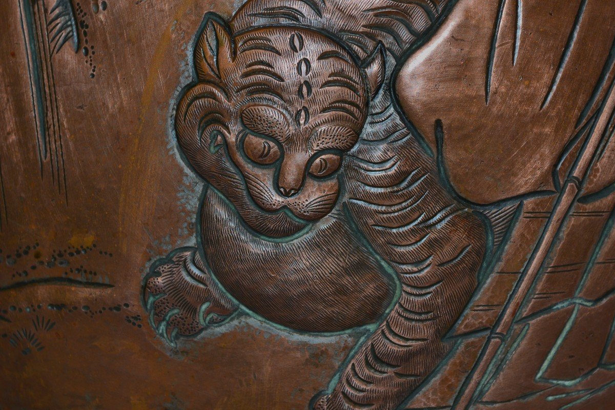 Embossed Copper Temple Teapot. Japan Edo Period.-photo-4
