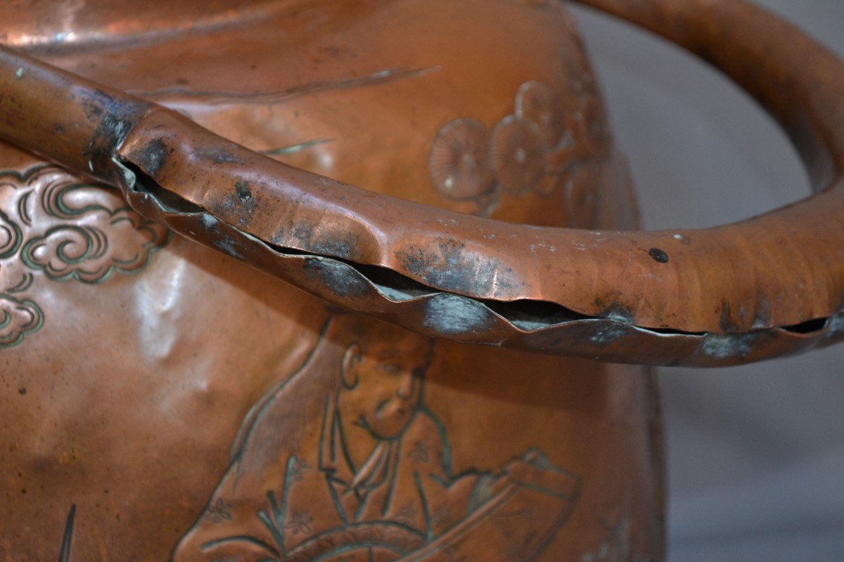 Embossed Copper Temple Teapot. Japan Edo Period.-photo-6