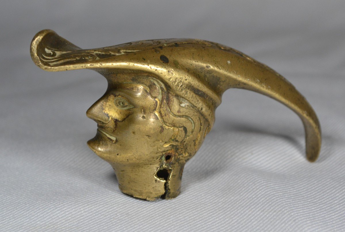 Gilt Bronze Cane Knob Minstrel Head. Probably Northern Europe 18th Century.-photo-2