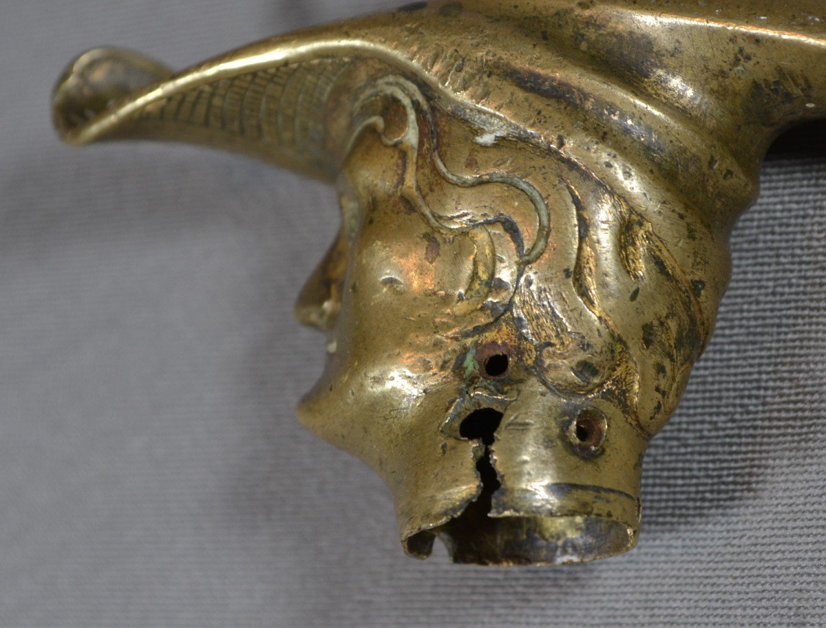 Gilt Bronze Cane Knob Minstrel Head. Probably Northern Europe 18th Century.-photo-5