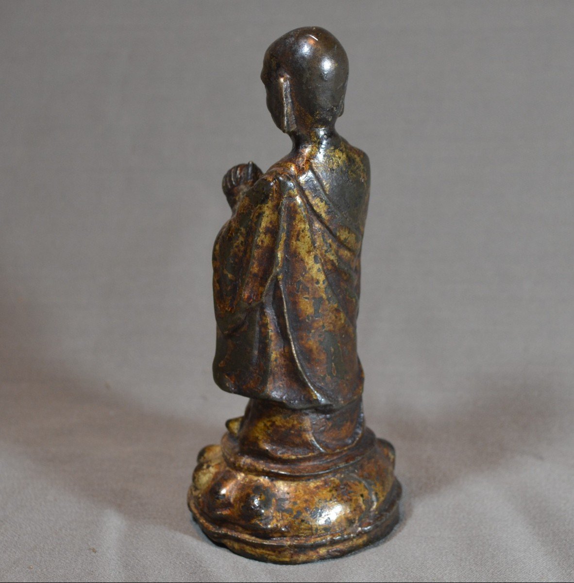 Chinese Monk In Gilt Bronze. Ming Period.-photo-2