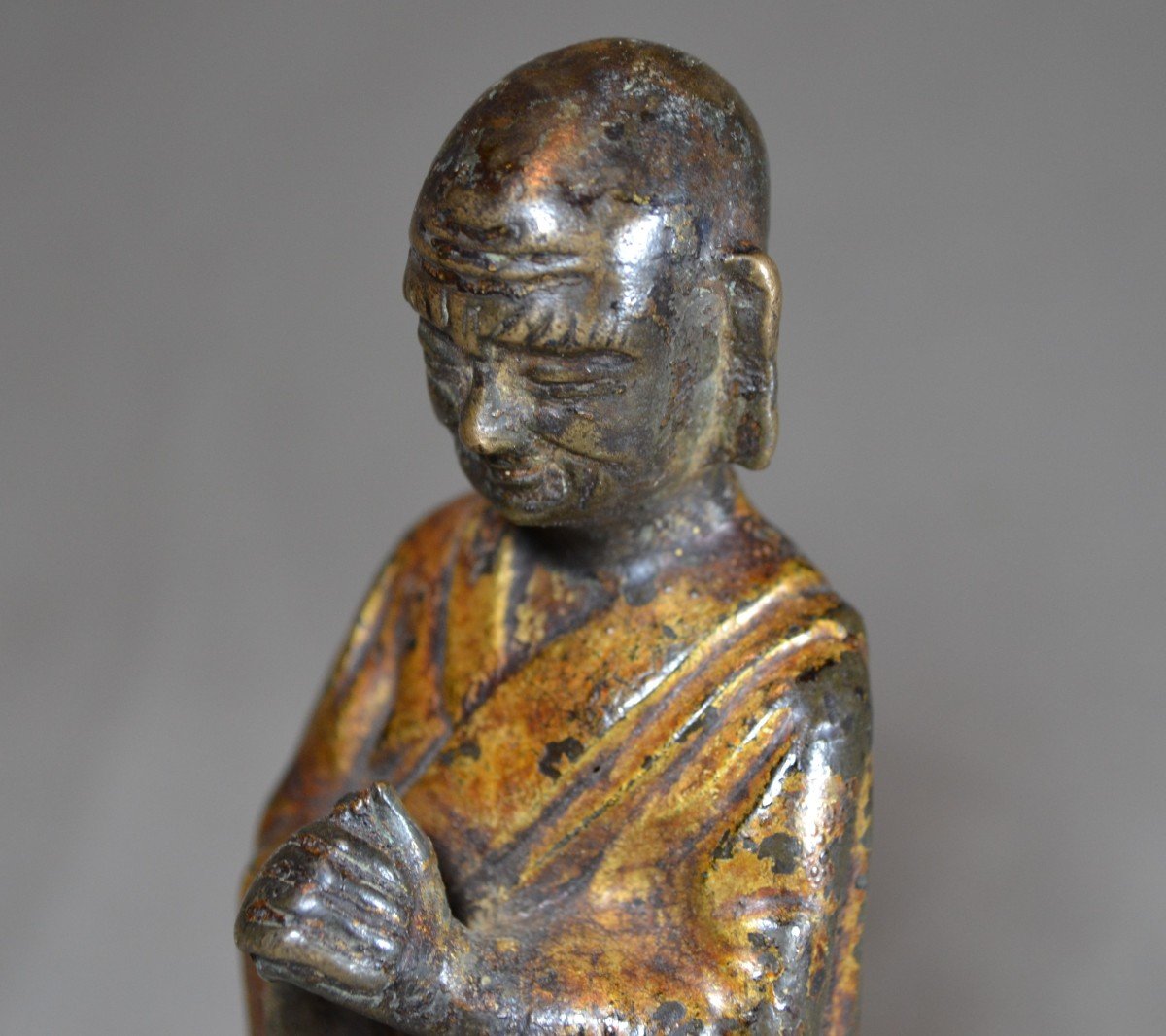 Chinese Monk In Gilt Bronze. Ming Period.-photo-3