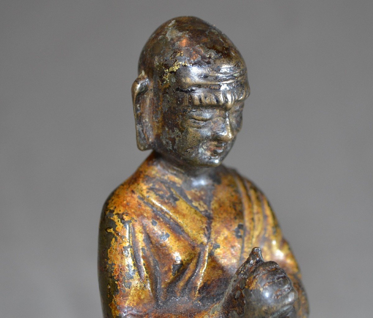 Chinese Monk In Gilt Bronze. Ming Period.-photo-4