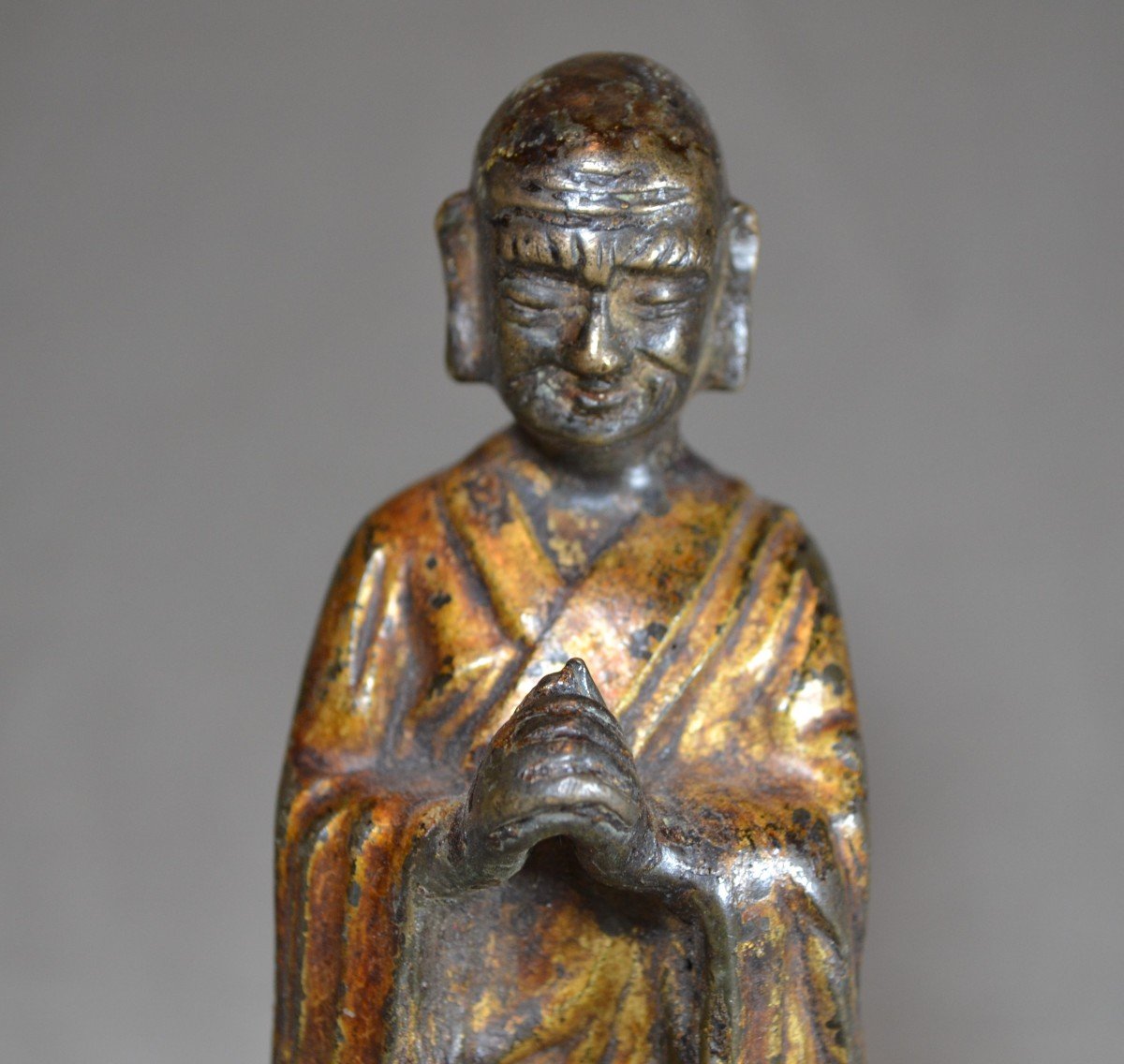Chinese Monk In Gilt Bronze. Ming Period.-photo-5