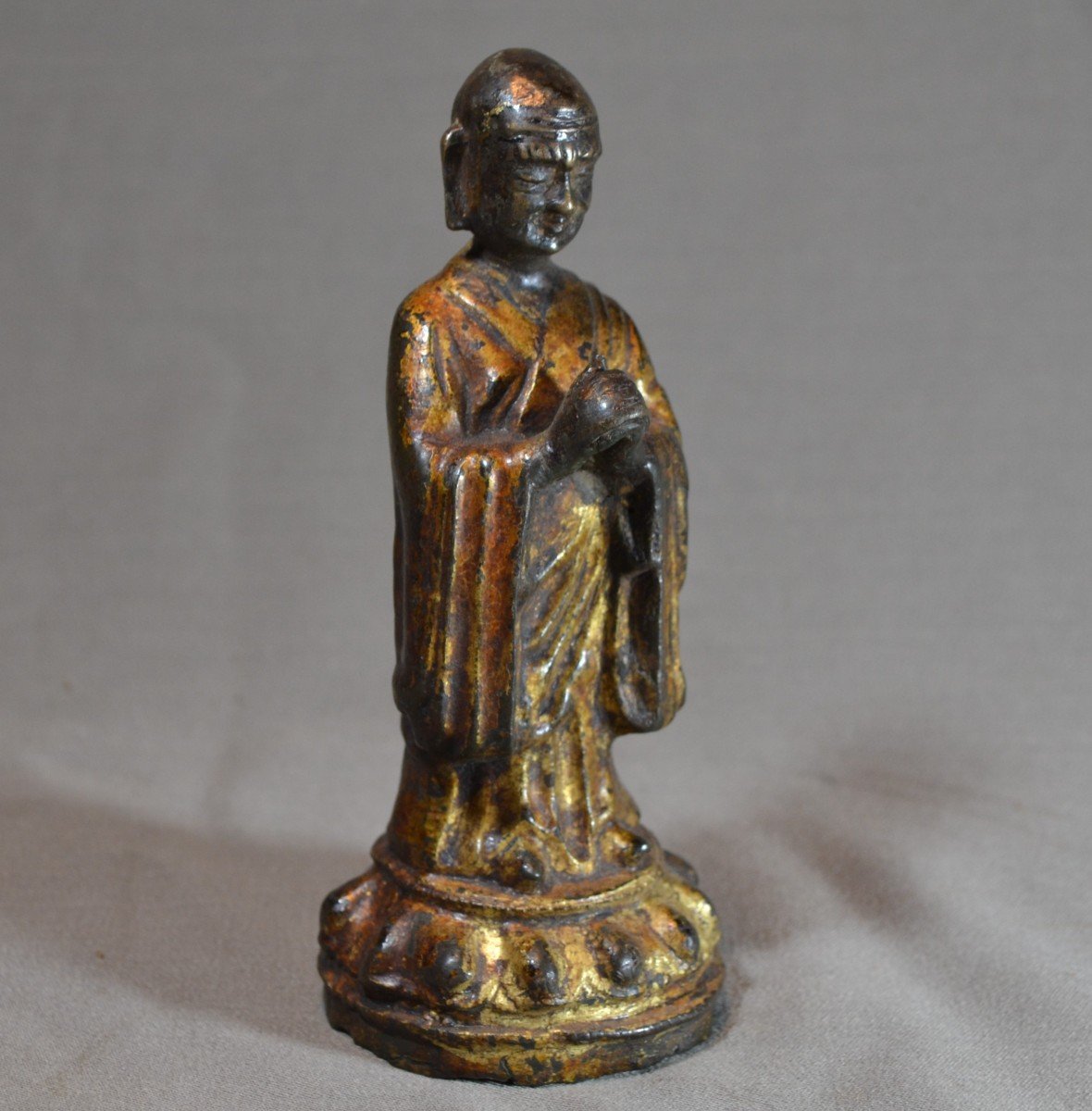 Chinese Monk In Gilt Bronze. Ming Period.-photo-6