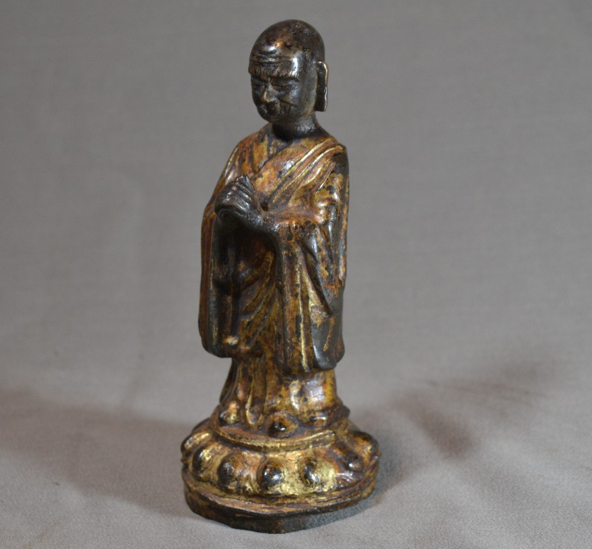 Chinese Monk In Gilt Bronze. Ming Period.-photo-8