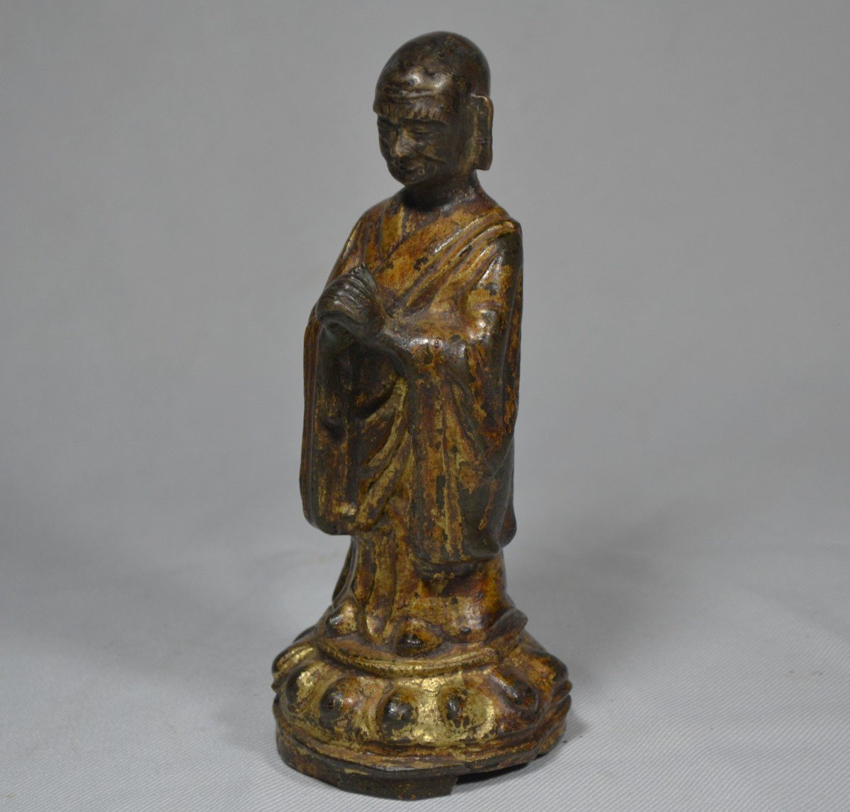 Chinese Monk In Gilt Bronze. Ming Period.