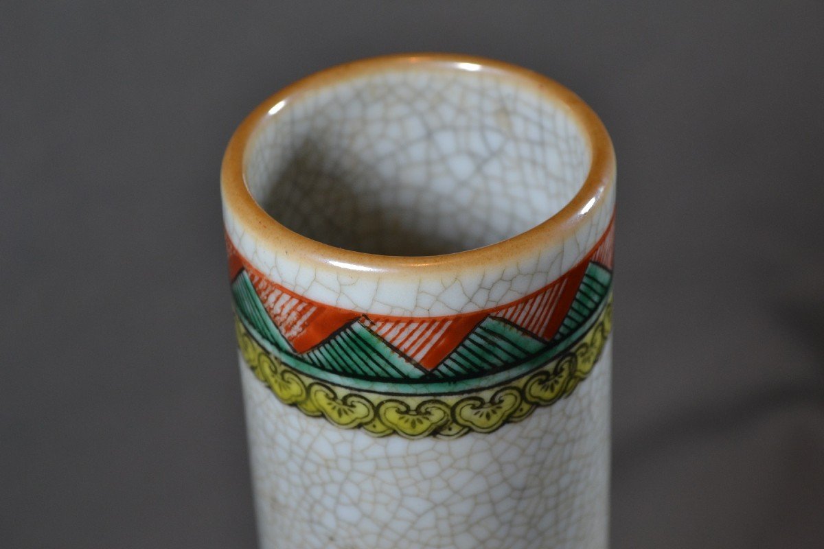 Porcelain Vase. Phoenix Decor On Cream Crackle Background. China Or Japan Circa 1900.-photo-2