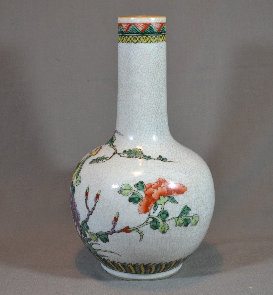 Porcelain Vase. Phoenix Decor On Cream Crackle Background. China Or Japan Circa 1900.-photo-6