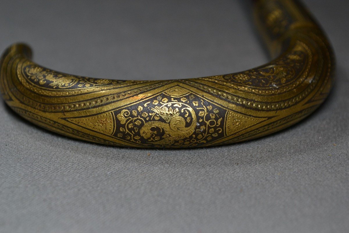 Gold Damascened Iron Walking Stick. Toledo, Zuloaga School Circa 1900.-photo-2