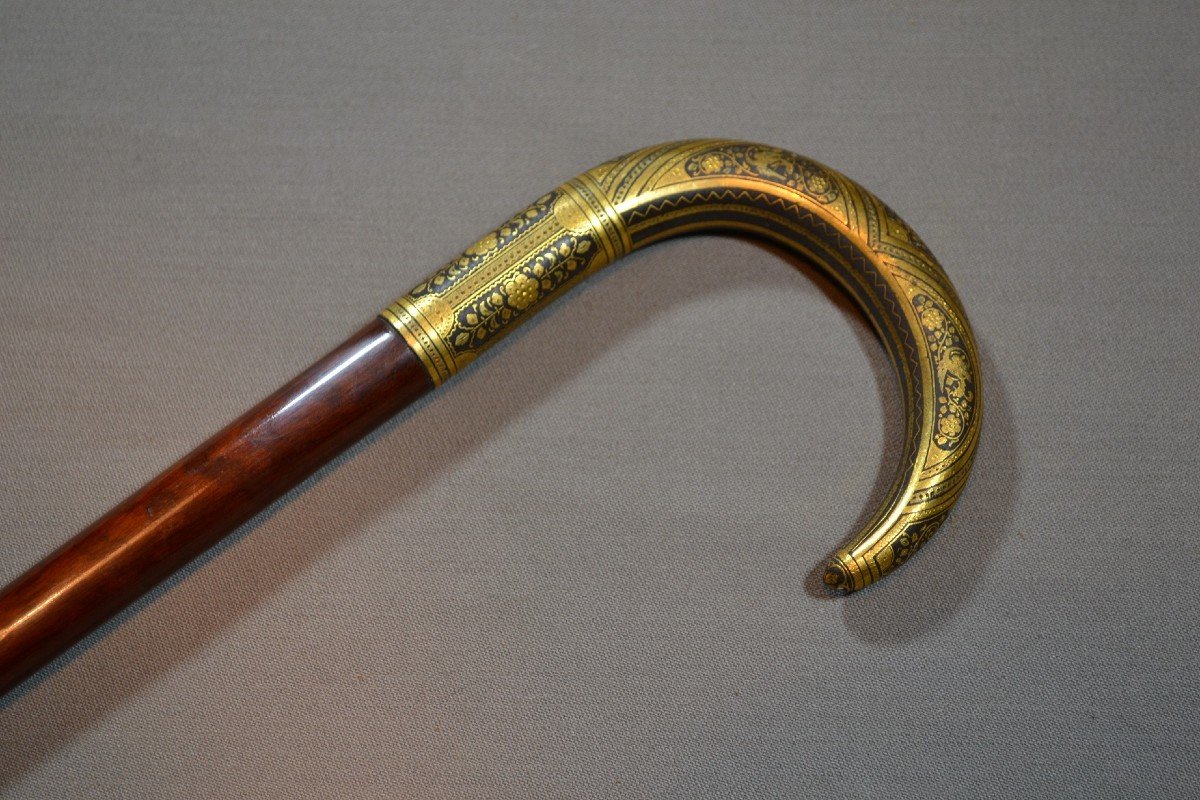 Gold Damascened Iron Walking Stick. Toledo, Zuloaga School Circa 1900.-photo-6