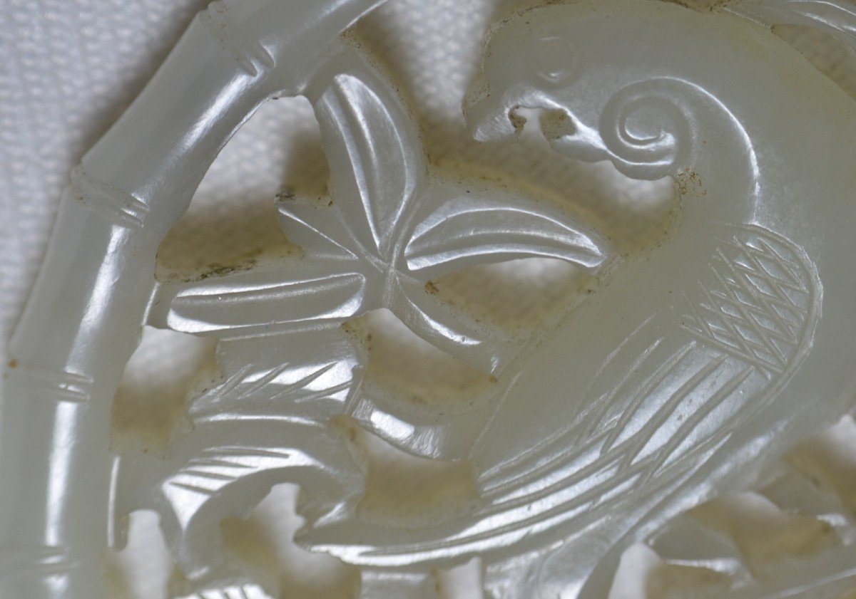 Celadon White Jade Medallion. China Qing Period 19th Century Or Earlier.-photo-7