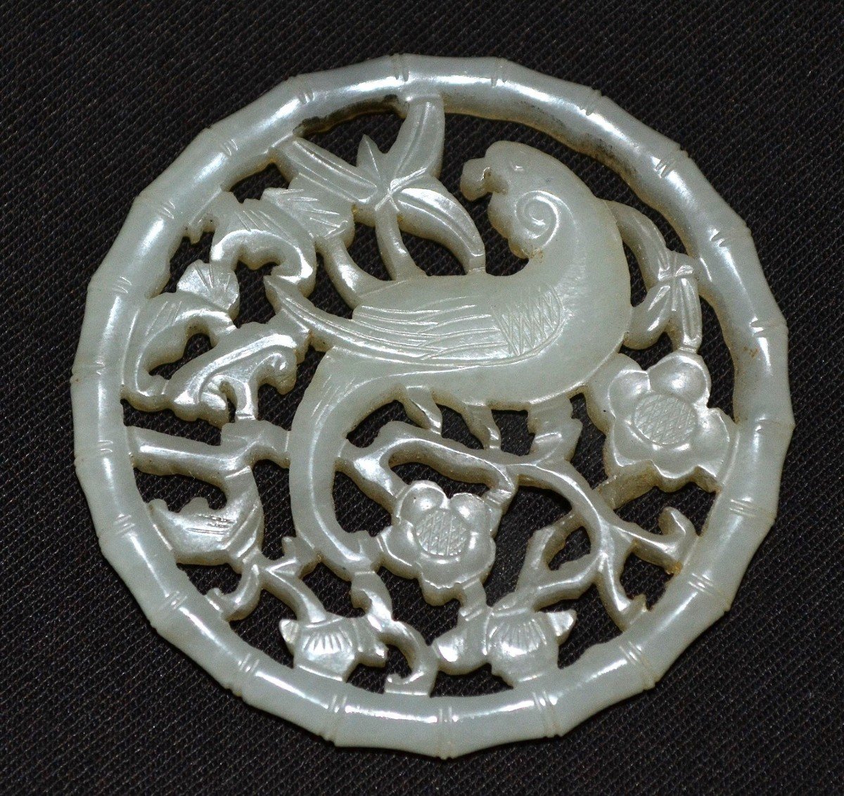 Celadon White Jade Medallion. China Qing Period 19th Century Or Earlier.