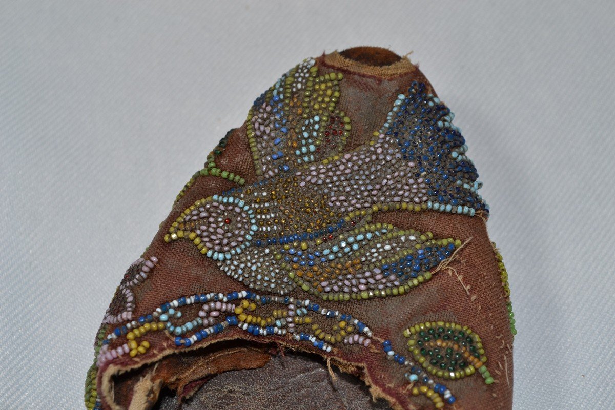 Pair Of Baba-nyonya Leather And Pearl Shoes. China Circa 1900.