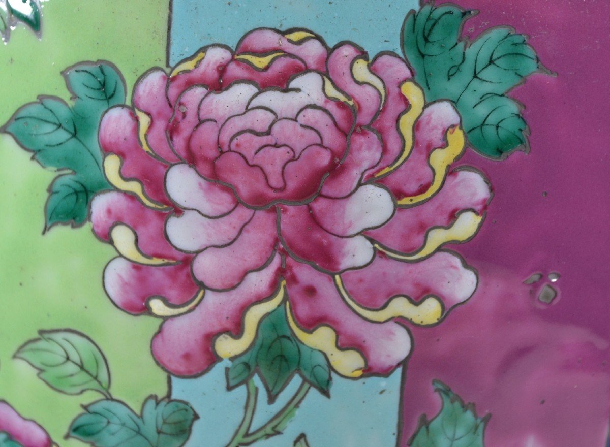 Jarre En Porcelaine.décor De Pivoines Et De Pies.chine 19°siècle-photo-2
