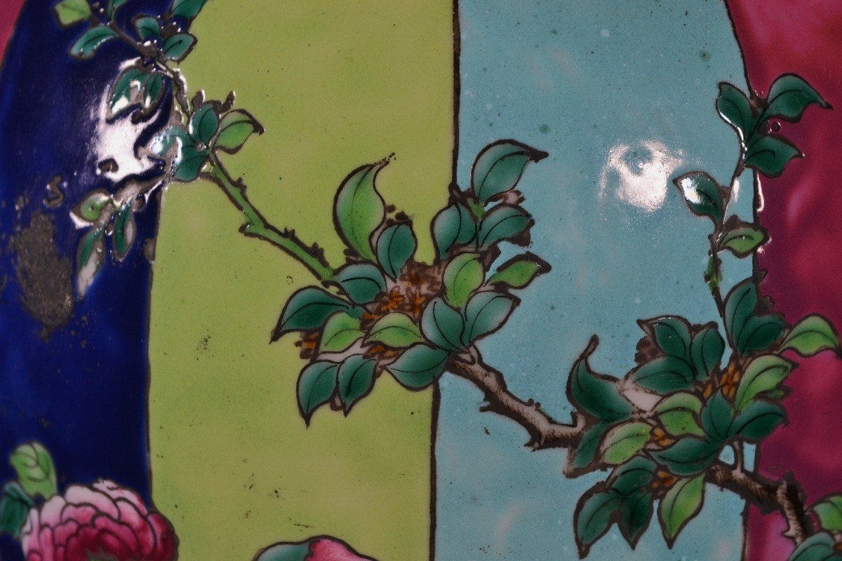 Jarre En Porcelaine.décor De Pivoines Et De Pies.chine 19°siècle-photo-5